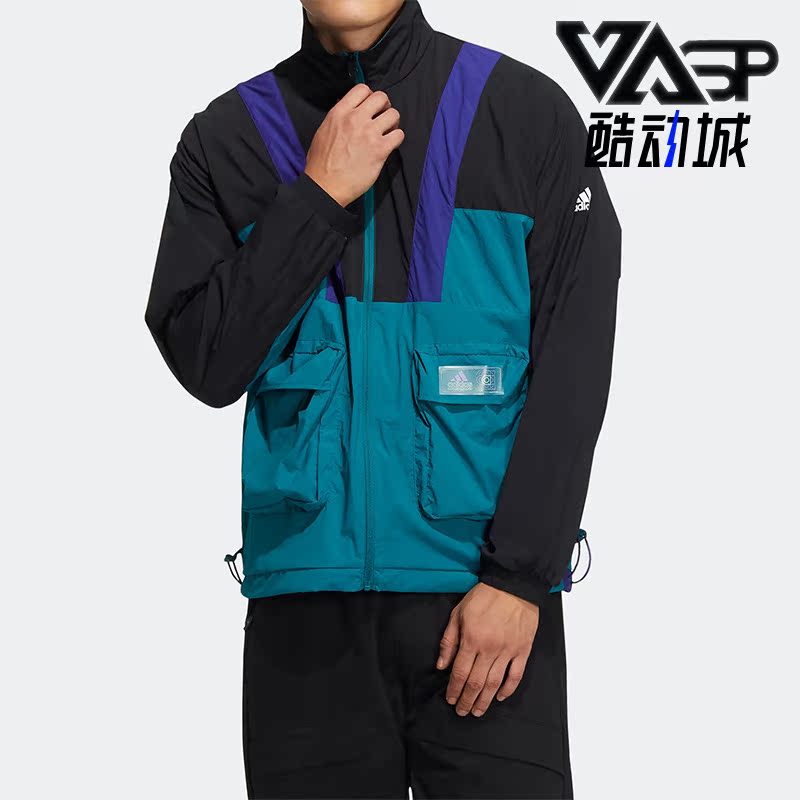 阿迪达斯正品拼色男休闲运动夹克