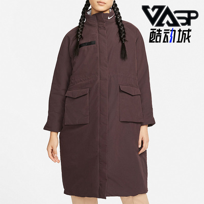 耐克女子中长款保暖棉服