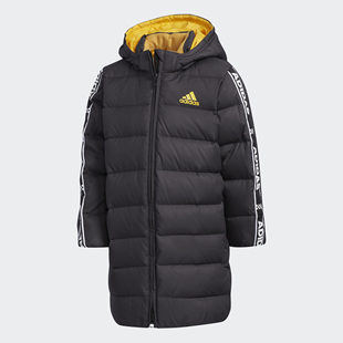 Adidas/阿迪达斯冬季新款男小童中长连帽羽绒服EH4135