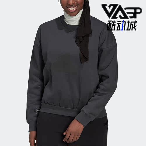 阿迪达斯女休闲运动套头圆领卫衣