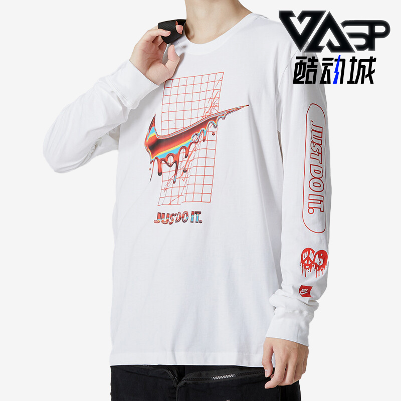 Nike/耐克正品夏新款男子运动休闲透气跑步印花长袖T恤DR8075-100