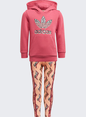 Adidas/阿迪达斯正品三叶草 新款小童休闲运动套头衫套装 GN2211