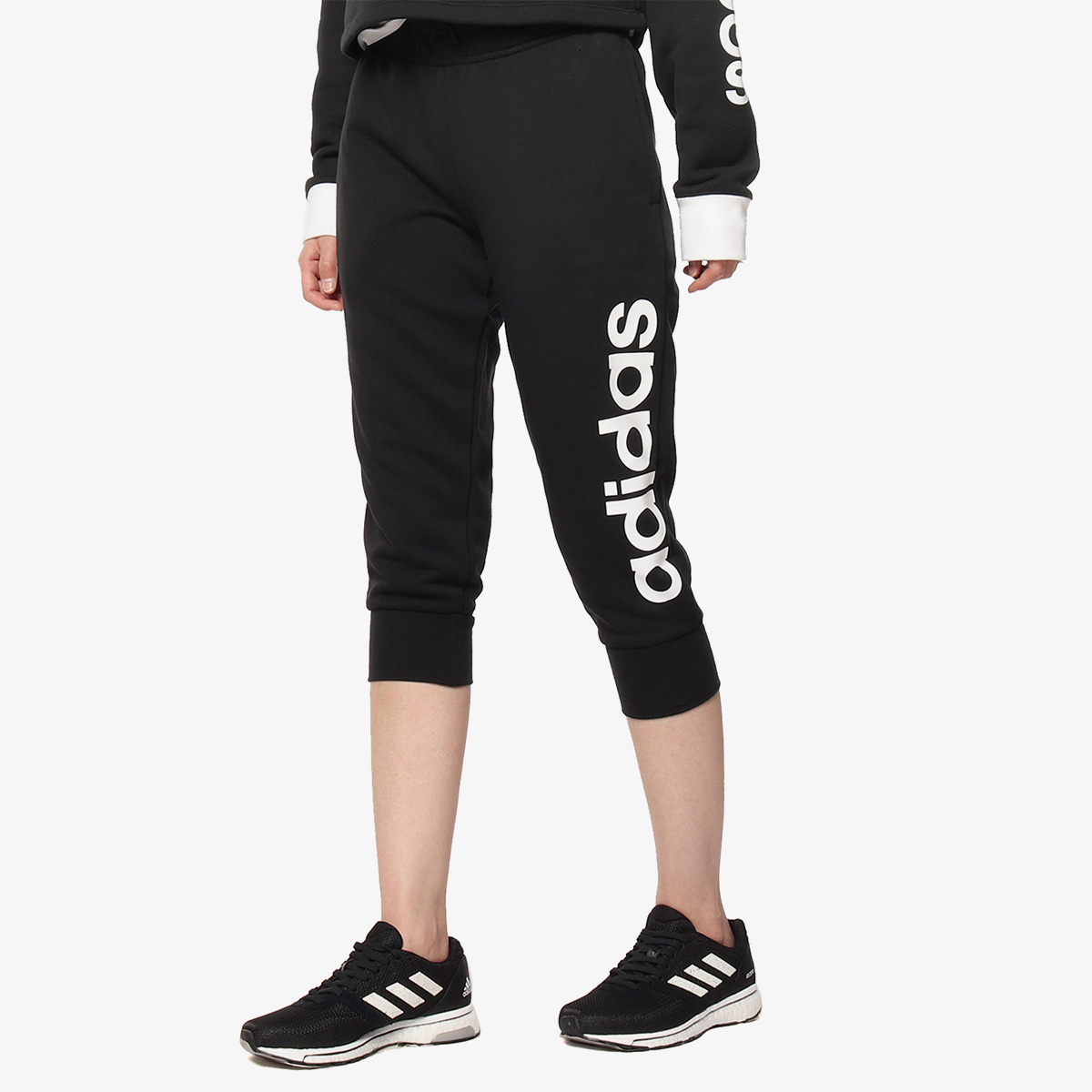 阿迪达斯跑步加绒七分裤