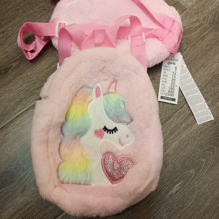 订单库存毛绒绒粉色独角兽小童双肩包幼儿园小宝宝双肩包礼物袋