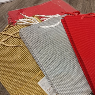 订单小数量库存竖版中号条纹质感纯色纸袋礼品包装袋