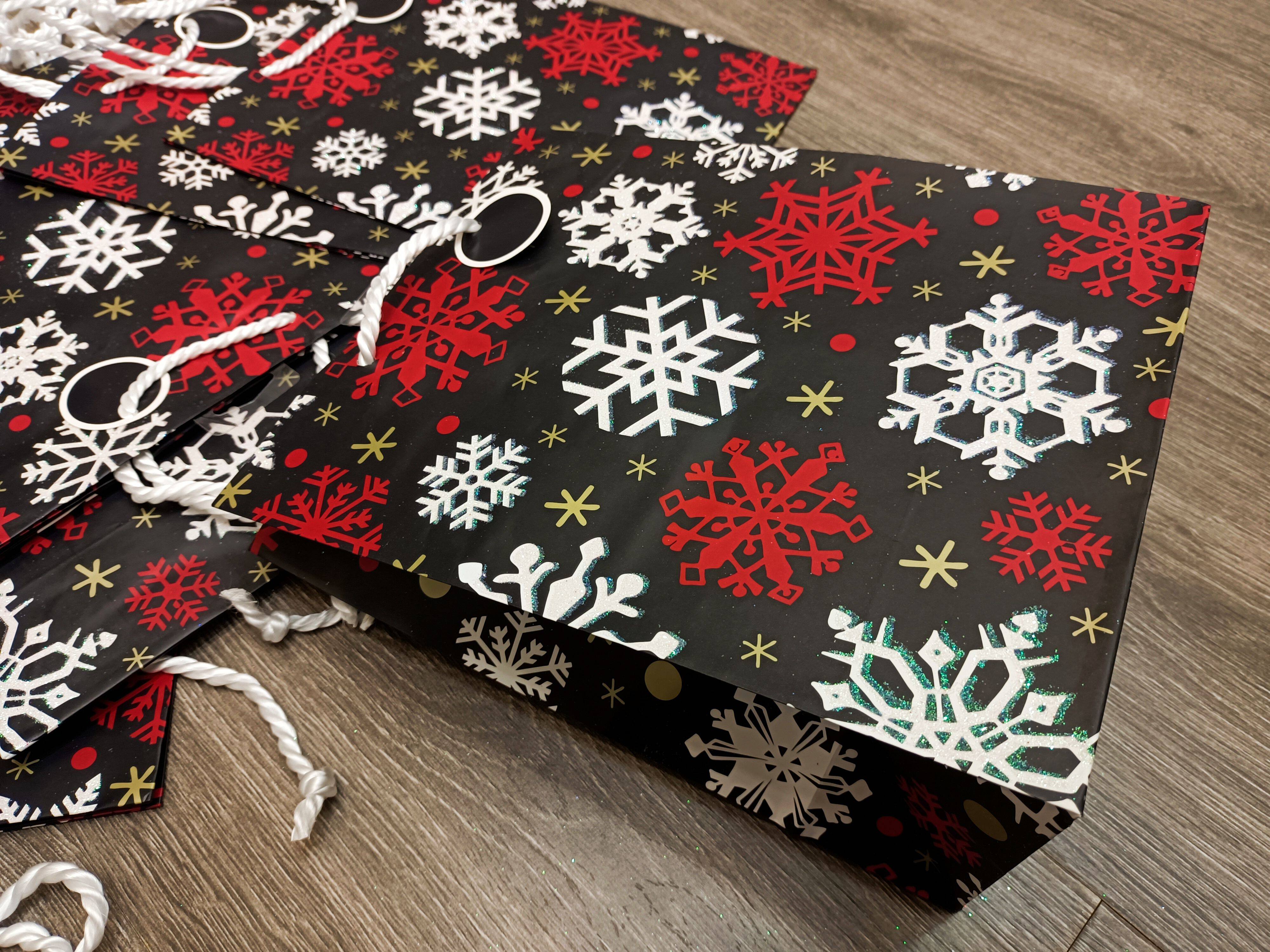 订单库存竖版节日圣诞雪花礼品包装纸袋手提袋礼物手袋纸袋子