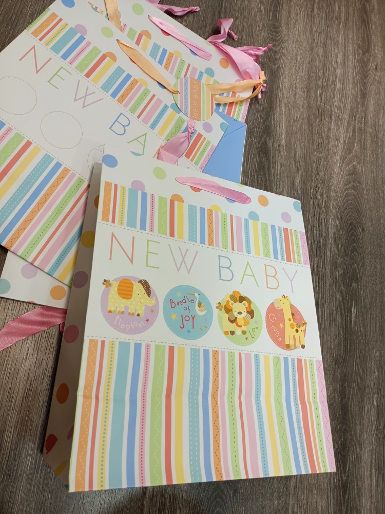 订单库存大号竖版卡通礼品袋new baby回礼袋子环保纸袋服装购物袋