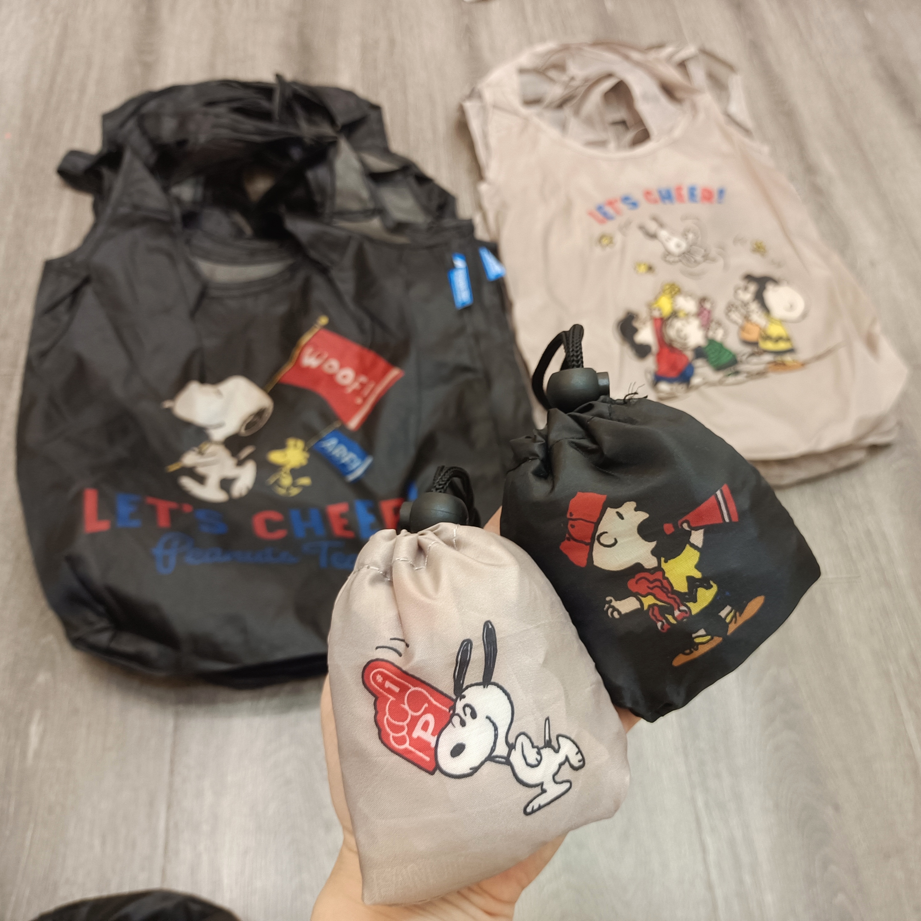 日单库存24年瑕疵款大容量可折叠卡通黑色米灰色环保购物袋布袋子