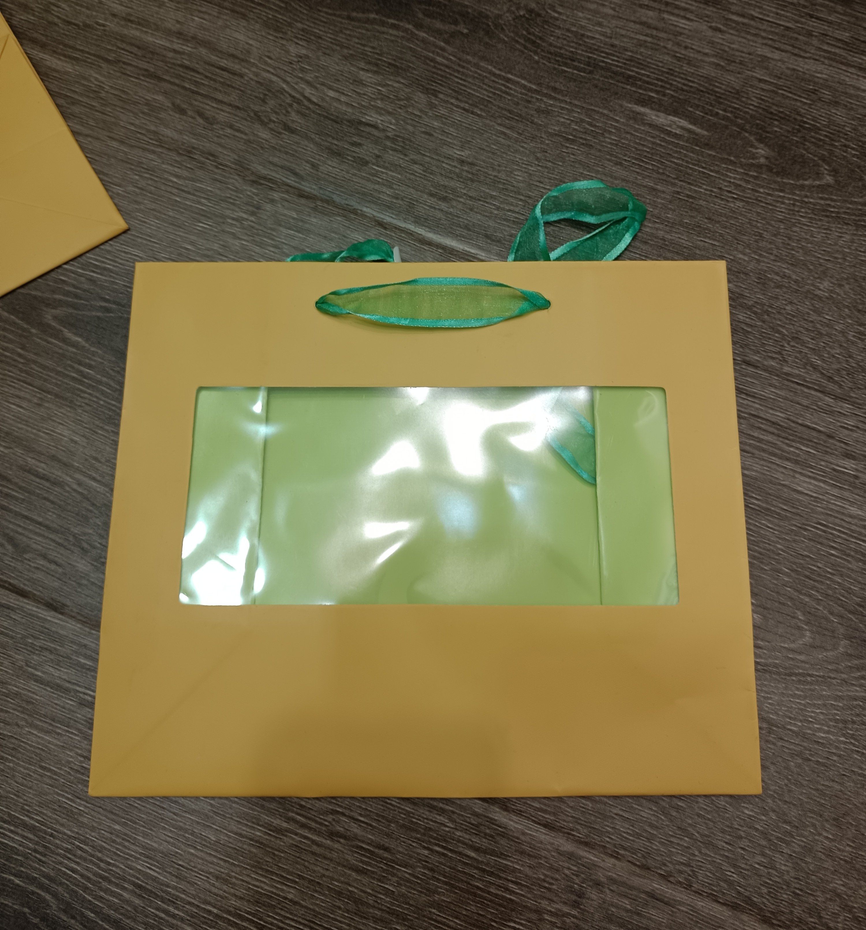 库存现货中号单色透明开窗烘焙横版礼品包装手提袋环保购物纸袋