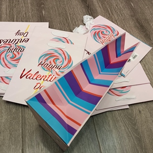 订单库存竖版中号粉色棒棒糖礼品包装手提袋礼物袋纸袋