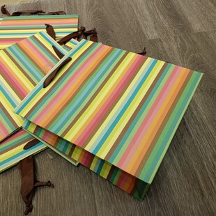 订单库存中号竖版彩条纹礼品纸袋伴手礼礼物包装手提袋环保购物袋