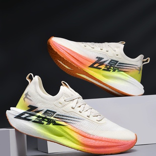 男鞋全掌碳板跑步鞋男款超轻缓震软底马拉松运动长跑鞋情侣体测鞋