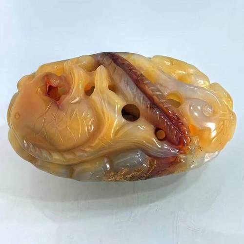 黄龙玉鲤鱼跃龙门精品健身手把件