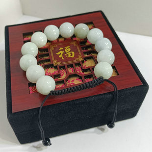 纯天然A货缅甸翡翠手链串冰糯种圆佛珠卡13加无裂杂送高档礼品盒