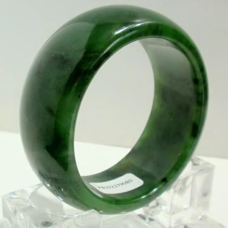 纯天然新疆和田玉碧玉手镯贵妃手镯【带国检证书】内直径56MM