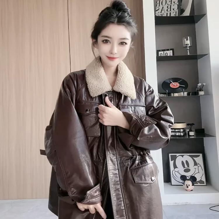 中长款皮衣欧港妮高级感宽松