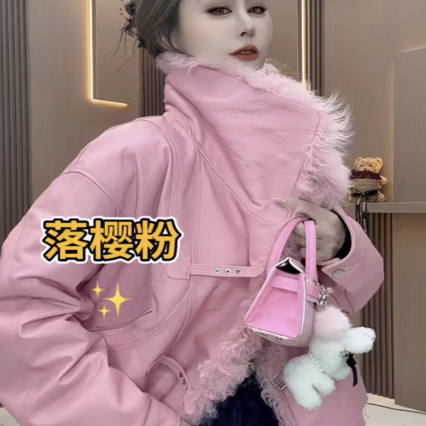 欧港妮短款真皮羽绒服服