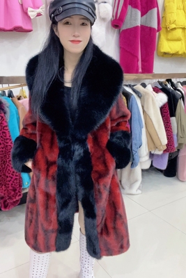 欧港妮甜美欧貂中长款毛领皮草