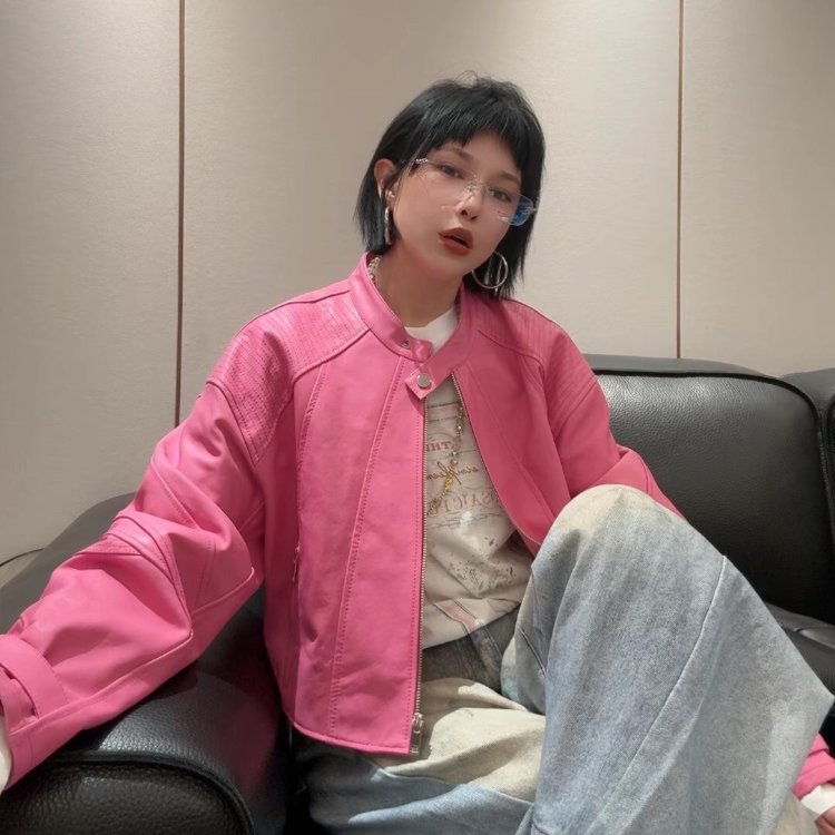 2026春季新款真皮皮衣女短款立领绵羊皮拉链皮夹克外套时尚小个子,女装/女士精品,皮衣,淘宝优惠券,粉丝福利购,淘宝优惠卷