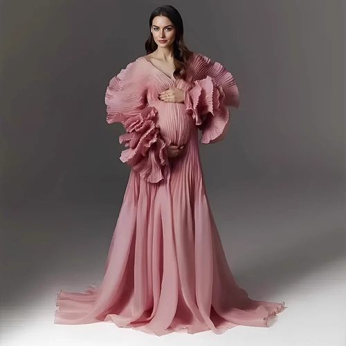 欧美亚马逊孕妇拍照服装影楼摄影孕妈写真艺术照连衣裙大肚照长裙