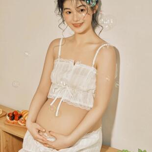 大码孕妇拍照套装一字领性感露肩白色仙女私房照影楼摄影写真服装