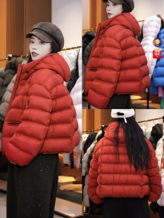 小剪刀连帽竖口袋90绒子排骨羽绒服