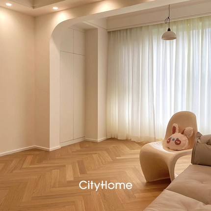 cityhome北欧日法式橡木人字拼三层实木复合锁扣地热地板厂家直发