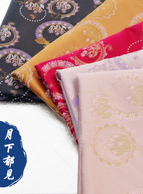 《FS329月下郁见》国风锦缎提花服装布料老宋锦面料马甲外套布料