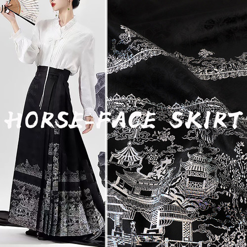 《SY017蓬莱仙宫》国风马面裙服装面料织金妆花汉服马甲手工布料