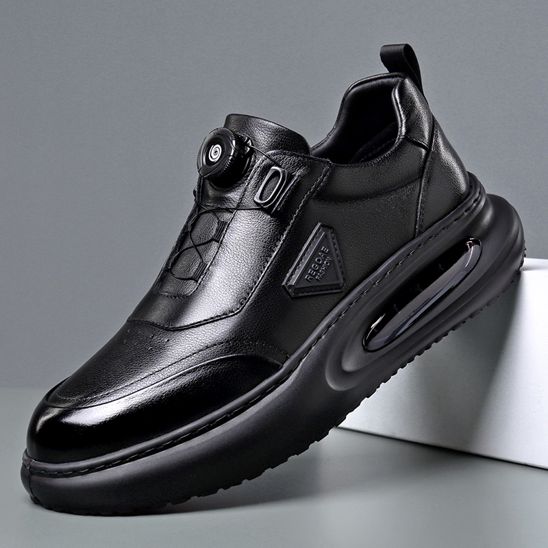 男鞋秋冬款2025新款真皮商务厚底休闲皮鞋男士英伦气垫增高板鞋男