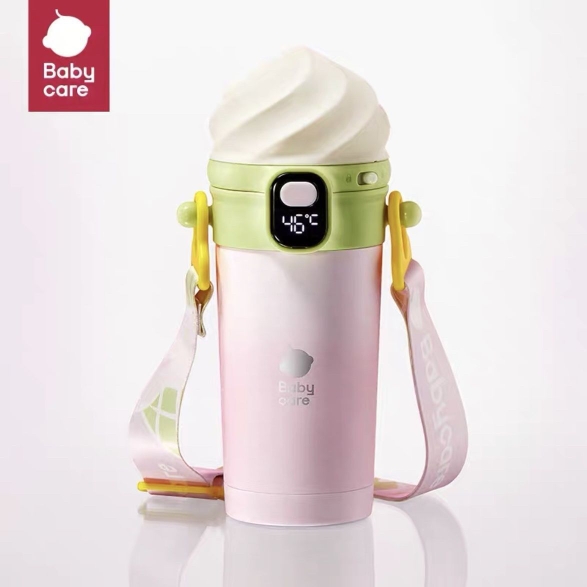 babycare冰淇淋保温杯儿童智能数显水杯幼儿园便携亲子吸管杯
