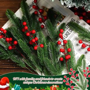DIY配件圣诞树花环情人节藤圈发财果装饰材料红色仿真单头小浆果