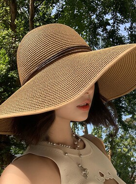 法式大檐草帽女可折叠遮阳度假