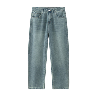 雪花肌牛仔裤男2026夏季新品复古宽松石磨洗微锥小脚直筒休闲男裤