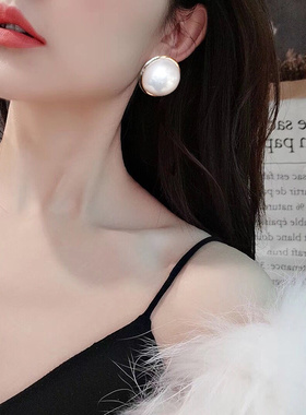 大珍珠女潮人时尚网复古港风耳钉