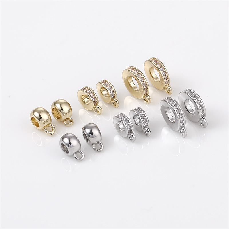 铜镀14k金带吊锆石钻圈隔片DIY
