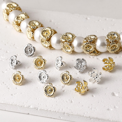 铜镀14k金保色小花隔珠吊坠diy