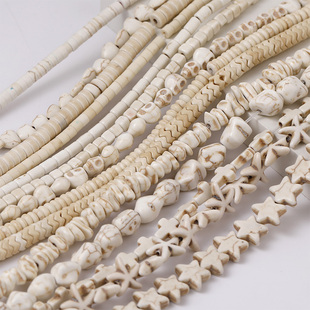 复古合成白松石爱心十字架碎石隔珠串珠散珠diy耳饰手链项链材料