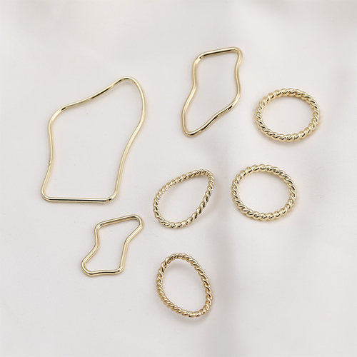 合金保色抽象不规则几何扭扭麻花圆形diy手链项链耳饰品配件材料