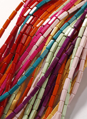 4*13mm彩色松石长方直管diy手工串珠材料手链项链耳饰品配件