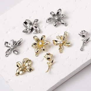 百搭玫瑰花大花朵吊坠铜镀14k金保色diy手工手链项链耳环配件材料