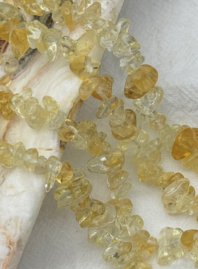 天然AA黄水晶碎石有孔散珠