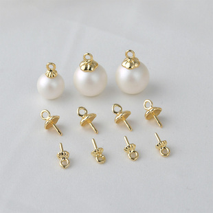 铜镀14k包金保色花托帽盖羊眼钉diy手工珠子吊坠基础材料配件