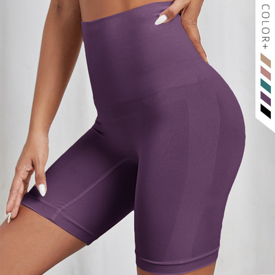 瑜伽裤三分裤裸感夏季裤无缝孕妇产后强效收腹裤大码束腹高腰