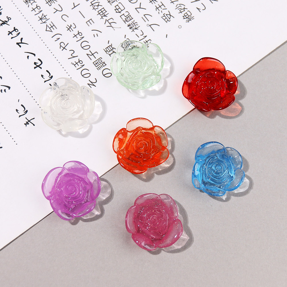 透明花朵奶油胶手机壳树脂饰品小配件diy材料包手工自制水晶滴胶