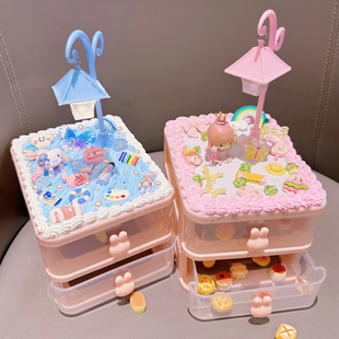 奶油胶收纳盒小夜灯路灯手工diy材料包自制摆件儿童女生礼物