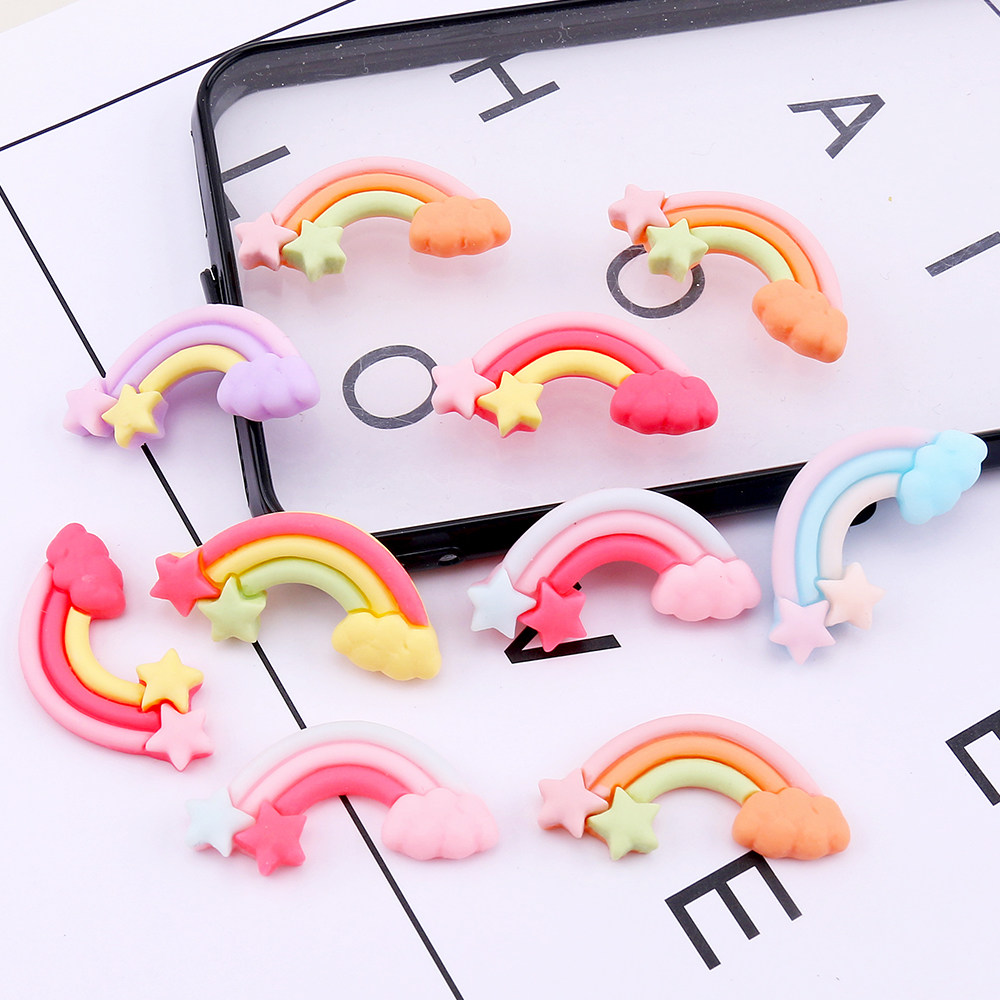 卡通彩虹云朵diy手机壳仿真奶油胶材料包手工自制制作树脂配件