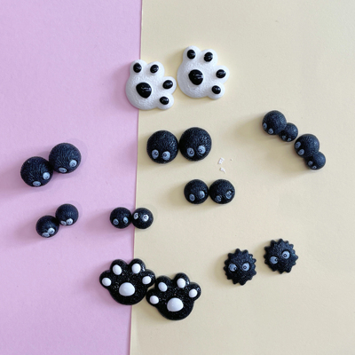 卡通可爱精灵小煤球小黑装饰奶油胶手机壳diy手工树脂配饰配件