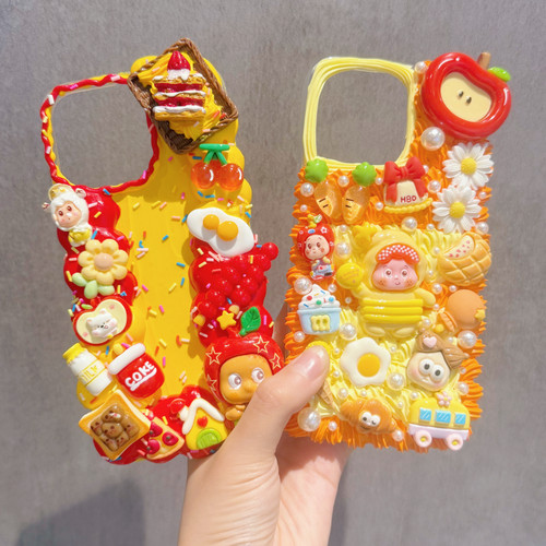 星星人奶油胶手机壳手工diy材料包制作卡通树脂小饰品配件公仔