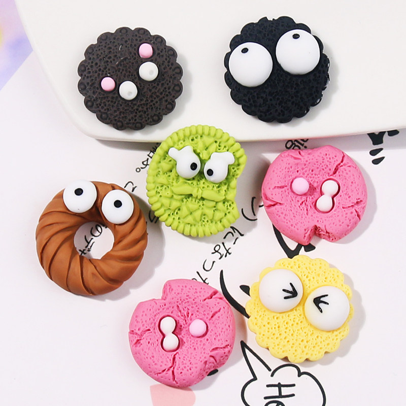 眼睛饼干奶油胶手机壳树脂饰品小配件diy材料包手工自制水晶滴胶